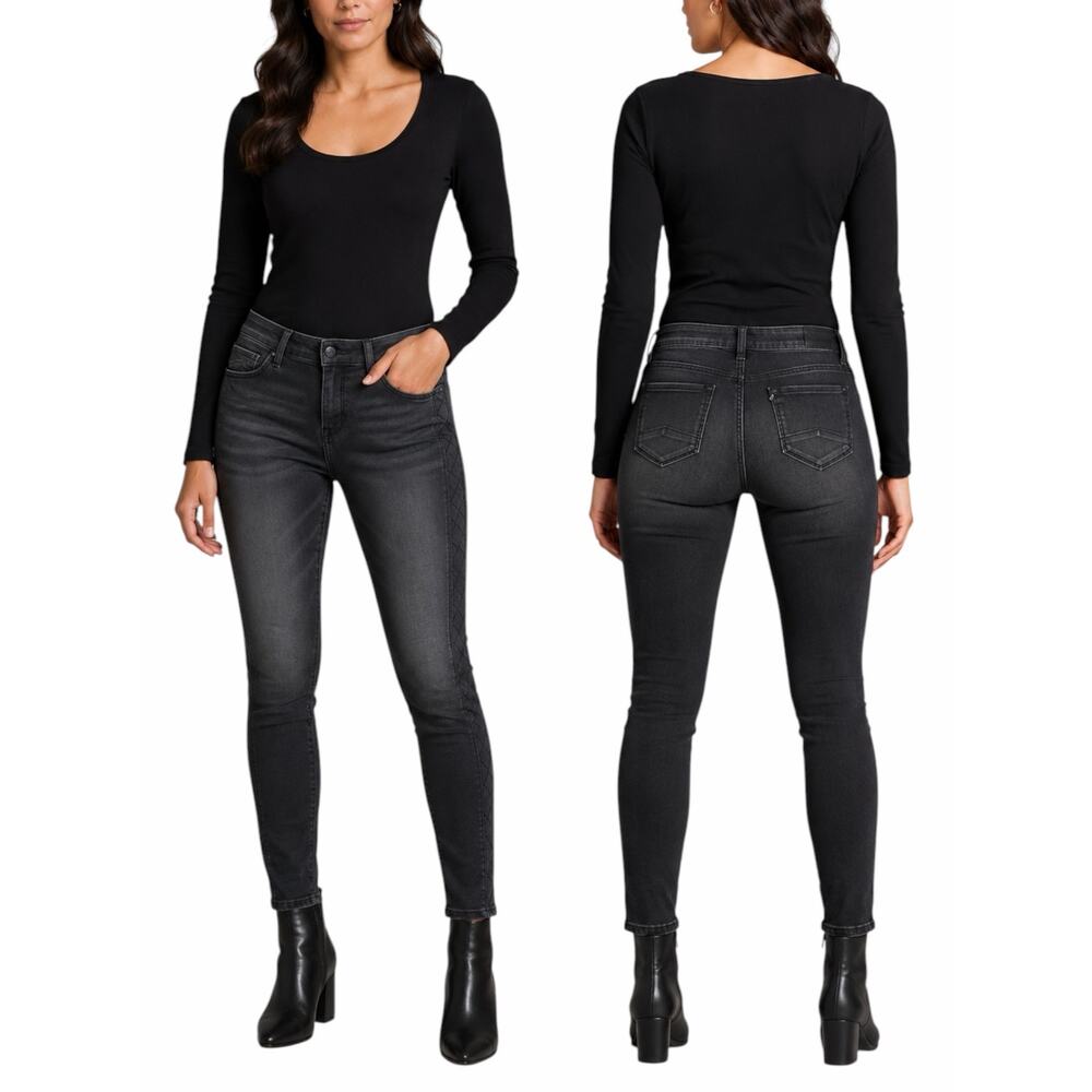 D-ID Revolve Quilted Side Striped Skinny Jeans Black Wash Size 31 - Picture 2 of 11